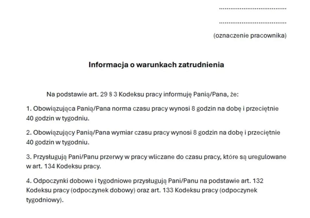Od kiedy nowa informacja o warunkach zatrudnienia? Kluczowe zmiany